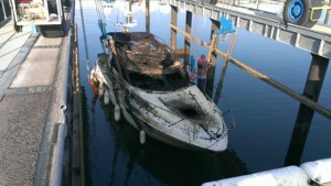 Boat fire at a marina. Credit: HM Coastguard Fleetwoo