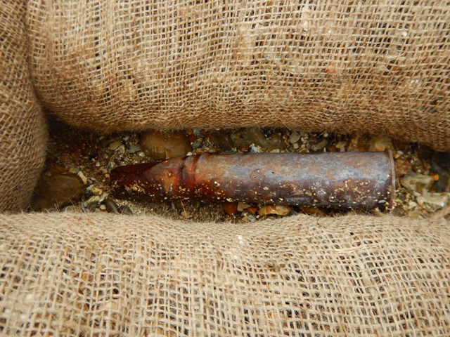 The explosive device discovered amongst shingle on the proposed new Cowes breakwater