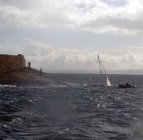 The stricken yacht off Ardrossan