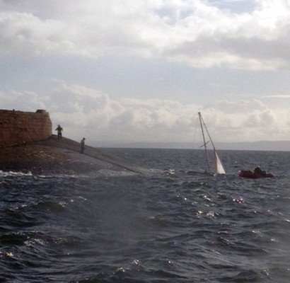 The stricken yacht off Ardrossan