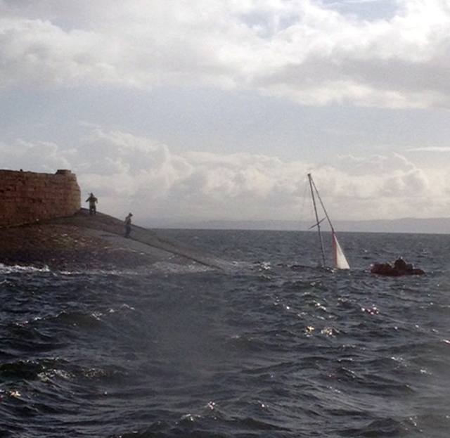 The stricken yacht off Ardrossan