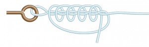 3. Pass loose line end back through loop 3 to 4 times