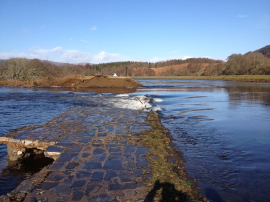 Cullochy Weir on the Caledonian Canal after the breach.