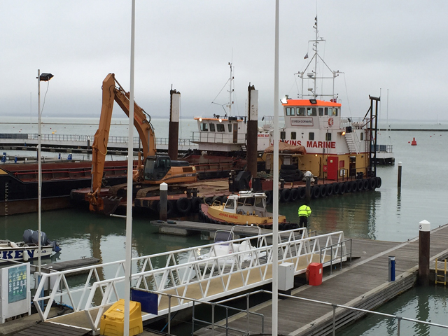 A major dredging project is under way at Cowes Yacht Haven