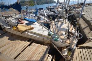 Devastation caused to yachts by Cyclone Pam. Credit: www.yachtadina.co.uk