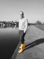 Sir Steve Redgrave wears yellow wellies in support of the RNLI's Mayday campaign. Credit: Nigel Millard