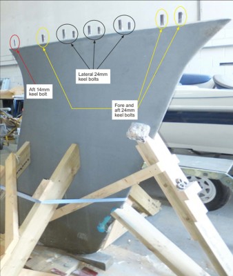 Typical Beneteau First 40.7 keel bolt arrangement (not Cheeki Rafiki)