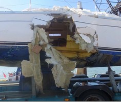 How the yacht Orca looked after a collision with a dredger