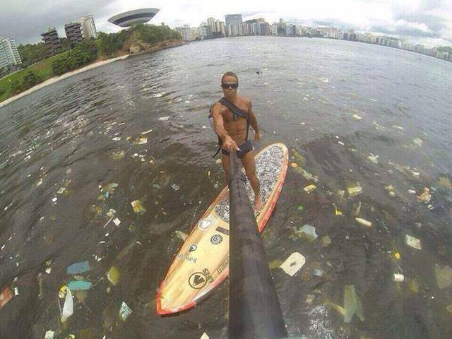 A heavily-polluted Brazilian waterway where Olympic events will be held. Credit Pieter van den Hoogenband