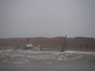 Cabin Cruiser aground off the Mary Stanford Lifeboat House at Winchelsea Beach. Credit: RNLI Rye Harbour/Tim Dickinson