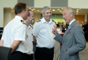 HRH Prince of Wales with Coastguards at the National Maritime Operations Centre in Fareham, Hants