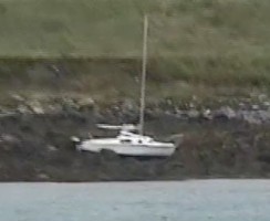 The grounded yacht on Lambay Island. Credit: RNLI/Noel Davidson