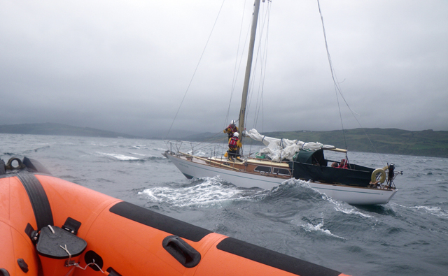 Red Bay RNLI volunteers assisting a yacht following a Mayday call.Credit: RNLI/Nuala McAloon