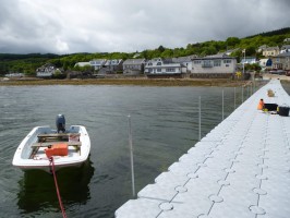 Tighnabruaich's new pontoon, looking to village