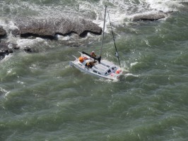 Dunmore East RNLI with sinking yacht. Credit: Rescue 117/Irish Coast Guard