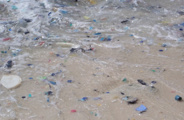 Plastic fragments washing in the surf on Christmas Island, in the northeastern Indian Ocean. Credit: CSIRO, Britta Denise Hardesty