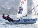 Women's 470 dinghy sailors Saskia Clark and Hannah Mills in action at the Aquece Rio Test Event . Credit: Ocean Images/British Sailing Team