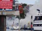 Yacht fire at Deganwy Quays Marina. Credit: David Taylor, Conwy Boat Tours
