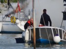 Yacht fire at Deganwy Quays Marina. Credit: David Taylor, Conwy Boat Tours