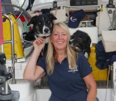 ARC 2015 participants Bonny and Buzz with their skipper Dawn Kelly aboard Dawn Chorus