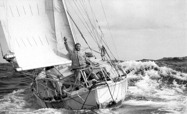 Robin Knox-Johnston aboard Suhaili at the finish of the 1968 Sunday Times Golden Globe Race- Photo Bill Rowntree/PPL