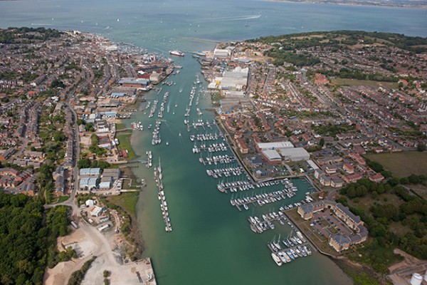 River Medina, Cowes, Isle of Wight aerial