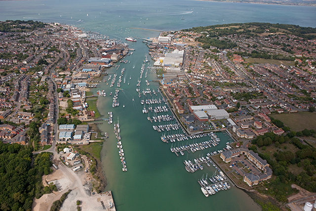 River Medina, Cowes, Isle of Wight aerial