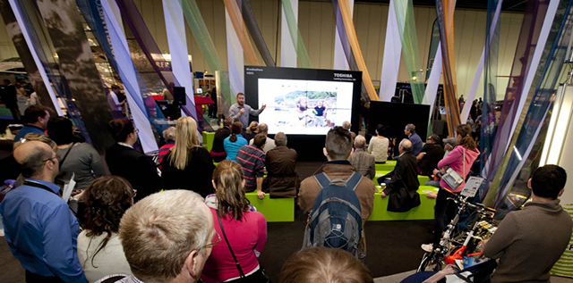 Adventurer James Ketchell gives a talk in the Datatag lab at the CWM FX London Boat Show 2015. Credit: onEdition