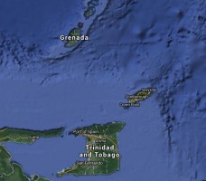 A map of Trinidad and Tobago and Grenada. Credit Google maps