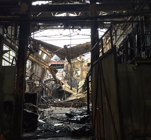 Medina Yard fire damage. Credit: @BenBoard3569/Twitter