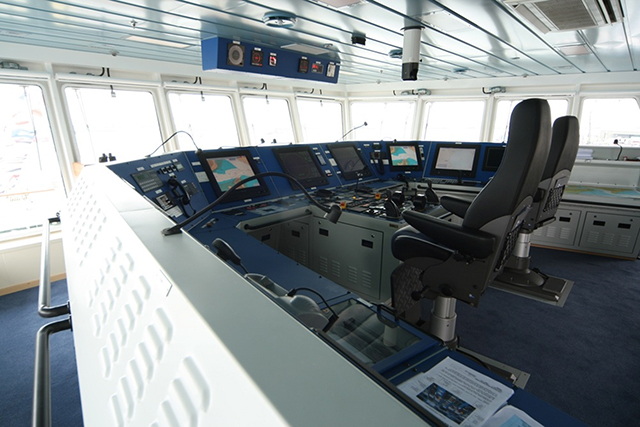 The bridge of Trinity House multifunction tender THV Galatea