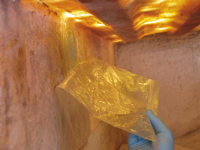 16: Peel away the polythene, and give the repair a last pass with a roller to drive out any trapped air. Leave to cure.