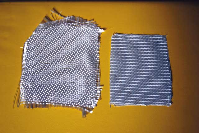 s Woven roving (left) is a versatile cloth, but stitched cloth (right) is stronger...