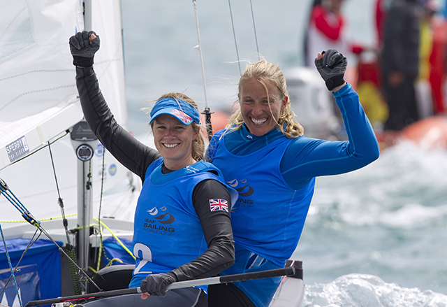 Olympic silver medallists Hannah Mills and Saskia Clark. Credit OnEdition