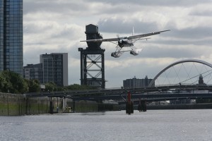 Loch Lomond Seaplanes' first city centre seaplane service launches from the River Clyde, Glasgow. Credit: Ashley Coombes/Epic Scotland
