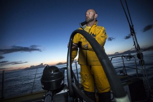 Abu Dhabi Ocean Racing Skipper Ian Walker at the helm of Azzam. Credit: Matt Knighton/Abu Dhabi Ocean Racing/Volvo Ocean Race