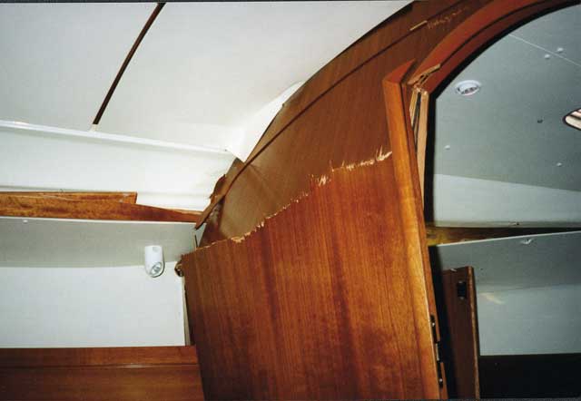 Inside, the main saloon bulkhead had been shattered.