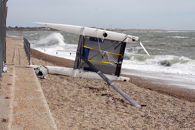 Catamaran on the beach. Credit: RNLI/Aaron Gent