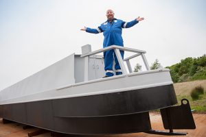 Peter Wylie swapped his sofa for the slipway and hand-built a 50ft-long steel canal narrow boat