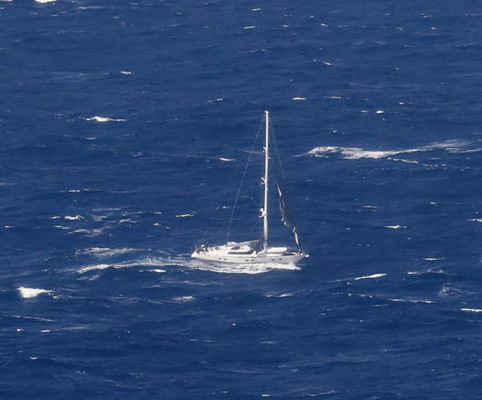 The yacht Platino. Credit: Royal New Zealand Air Force