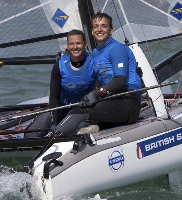 Ben Saxton and NIcola Groves, Nacra 17 © Rachel Jaspersen/Ocean Images