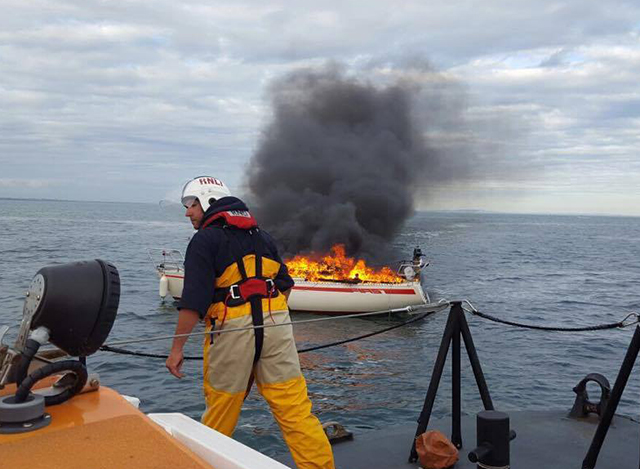 Poole lifeboats launch to vessel ablaze at the entrance to Poole Harbour