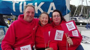 Steve Pointon and Jeanne Socrates, pictured with crewmate Kerry Shenton Bamblett, on Tikka's Around Britain Sail