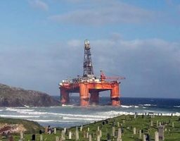 Drill rig aground. Credit: Stornoway Coastguard Rescue Team