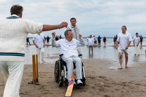 Geoff Holt at the Bramble Bank cricket Match. Photo credit: Christian Beasley