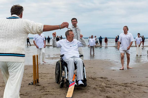 Geoff Holt at the Bramble Bank cricket Match. Photo credit: Christian Beasley