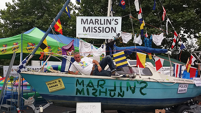 Dave Selby on the Marlin's Mission stand at the Southampton Boat Show 2016