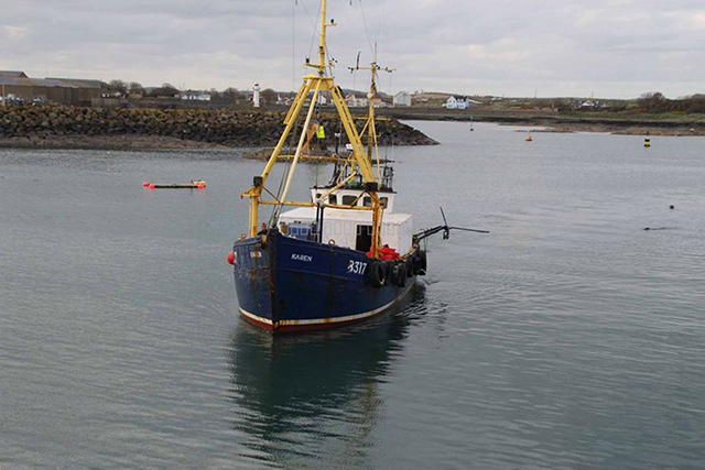 Karen returning to Ardglass – damage evident on port side. Image courtesy of Ross Boats Ltd