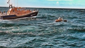Sennen Cove and Penlee lifeboats launch to reported upturned vessel. Credit: RNLI Penlee/Volunteer crewman Rich 'Nabo' Nicholls