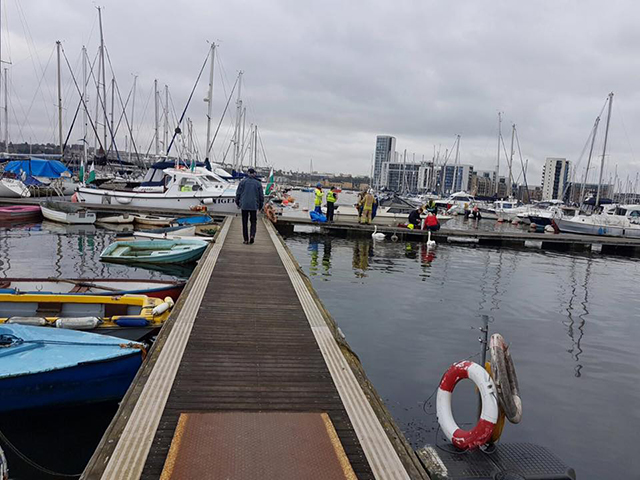 Firefighters and coastguard crew attend carbon monoxide incident aboard motor boat. Credit: Penarth Coastguard Rescue Team